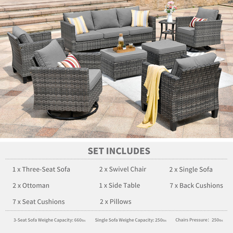 Latitude Run 8 Piece Rattan Sofa Seating Group with Cushions